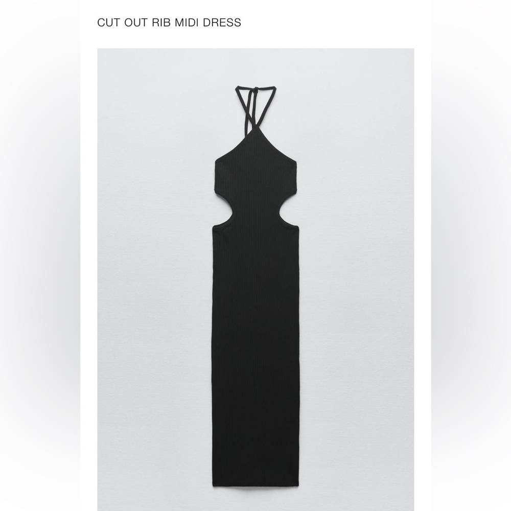 ZARA Cut Out Long Black Dress - Picture 2 of 4